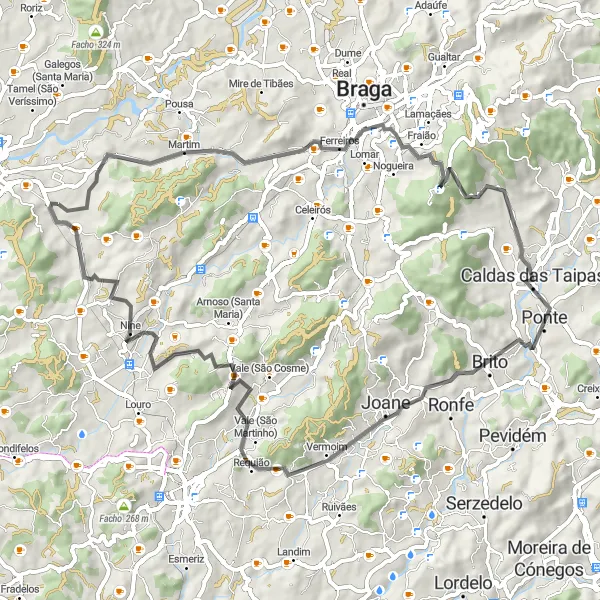 Miniatura do mapa de inspiração para ciclismo "Rota das Paisagens Campestres" em Norte, Portugal. Gerado pelo planejador de rotas de ciclismo Tarmacs.app