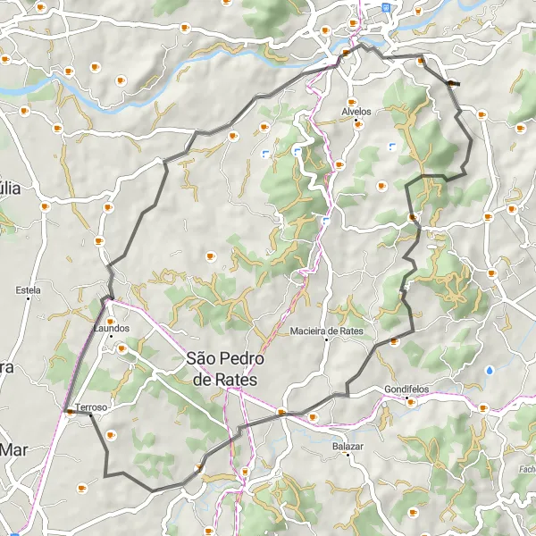 Miniatura do mapa de inspiração para ciclismo "Rota das Aldeias do Norte" em Norte, Portugal. Gerado pelo planejador de rotas de ciclismo Tarmacs.app