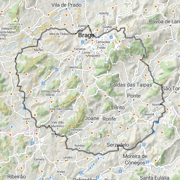 Miniatura do mapa de inspiração para ciclismo "Caminho das Capelas do Norte" em Norte, Portugal. Gerado pelo planejador de rotas de ciclismo Tarmacs.app