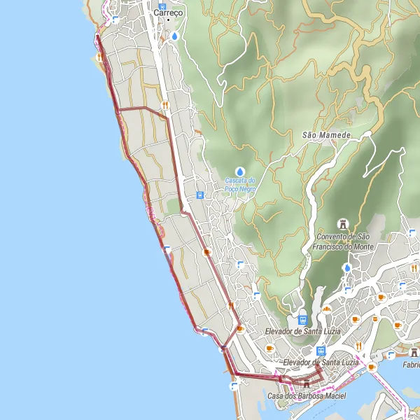 Miniatura do mapa de inspiração para ciclismo "Caminho Costeiro de Areosa" em Norte, Portugal. Gerado pelo planejador de rotas de ciclismo Tarmacs.app
