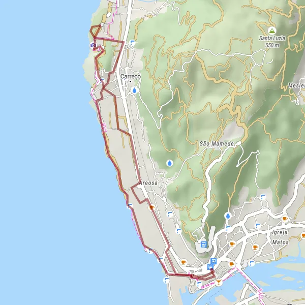 Miniatura do mapa de inspiração para ciclismo "Circuito Costeiro" em Norte, Portugal. Gerado pelo planejador de rotas de ciclismo Tarmacs.app