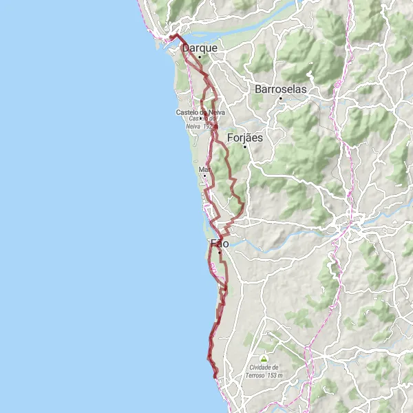 Miniatura do mapa de inspiração para ciclismo "Rota dos Ventos do Norte" em Norte, Portugal. Gerado pelo planejador de rotas de ciclismo Tarmacs.app