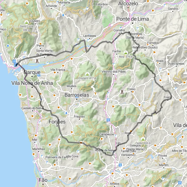 Miniatura do mapa de inspiração para ciclismo "Trilho do Cardal" em Norte, Portugal. Gerado pelo planejador de rotas de ciclismo Tarmacs.app