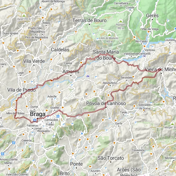 Miniatura do mapa de inspiração para ciclismo "Trilho de Gravel Capela de São Bento" em Norte, Portugal. Gerado pelo planejador de rotas de ciclismo Tarmacs.app