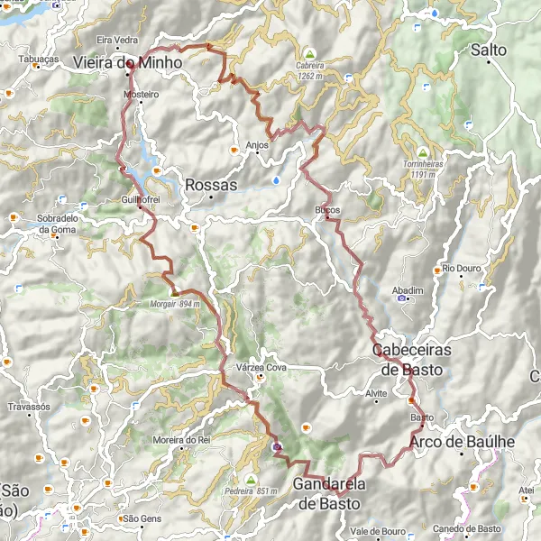 Miniatura do mapa de inspiração para ciclismo "Volta ao Basto Gravel Trail" em Norte, Portugal. Gerado pelo planejador de rotas de ciclismo Tarmacs.app