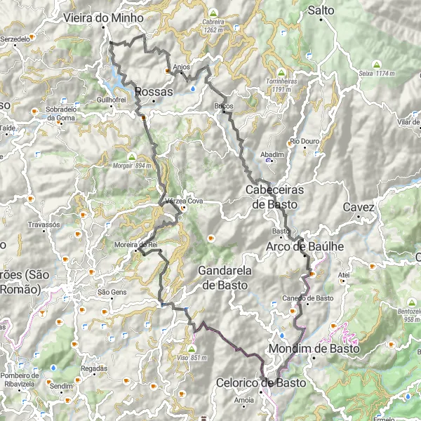 Miniatura do mapa de inspiração para ciclismo "Desafio Monte Meão" em Norte, Portugal. Gerado pelo planejador de rotas de ciclismo Tarmacs.app