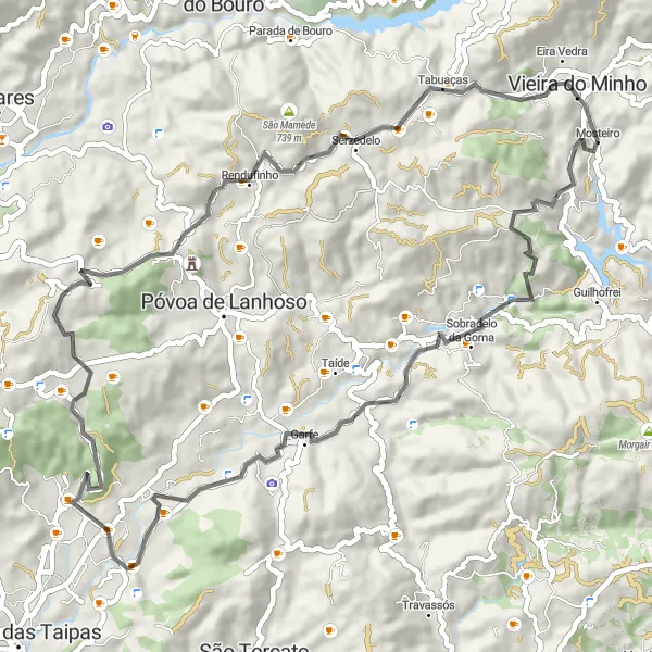Miniatura do mapa de inspiração para ciclismo "Volta dos Picos Norte" em Norte, Portugal. Gerado pelo planejador de rotas de ciclismo Tarmacs.app