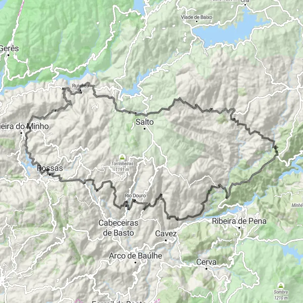 Miniatura do mapa de inspiração para ciclismo "Desafio de Ciclismo Campos e Rosário" em Norte, Portugal. Gerado pelo planejador de rotas de ciclismo Tarmacs.app