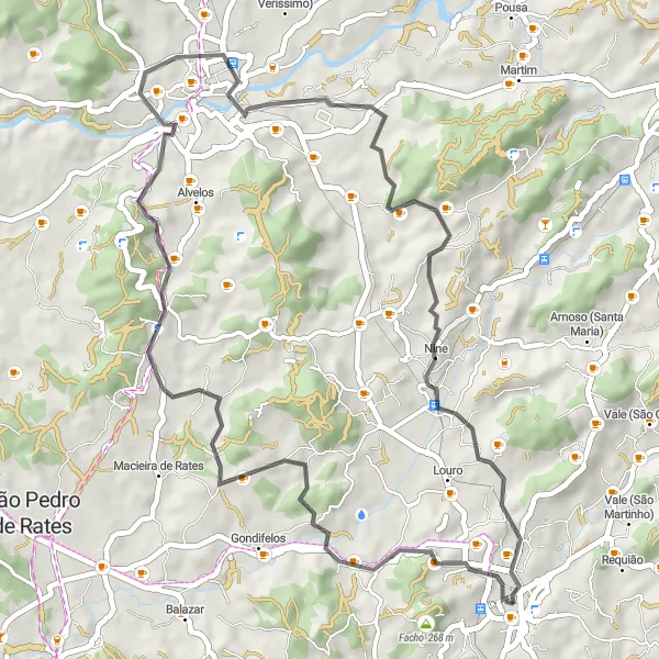Miniatura do mapa de inspiração para ciclismo "Passeio Cênico pela Rota de Carvalhal" em Norte, Portugal. Gerado pelo planejador de rotas de ciclismo Tarmacs.app