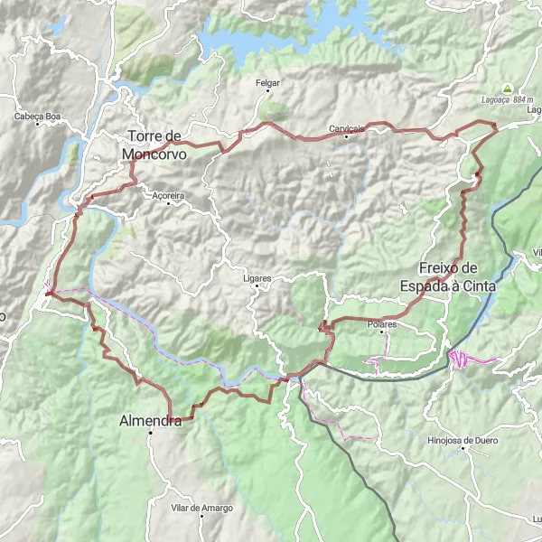 Miniatura do mapa de inspiração para ciclismo "Trilho Pocinho-Melhor-Cinta" em Norte, Portugal. Gerado pelo planejador de rotas de ciclismo Tarmacs.app