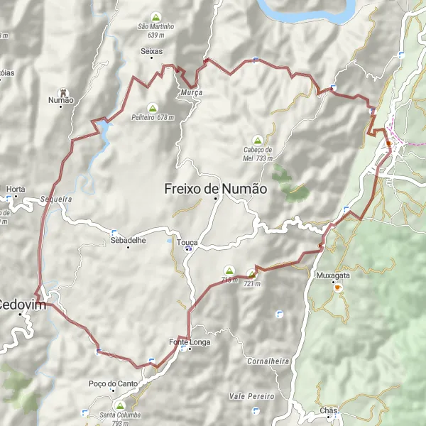 Miniatura do mapa de inspiração para ciclismo "Rota Peliteiro-Picoto-Foz Côa" em Norte, Portugal. Gerado pelo planejador de rotas de ciclismo Tarmacs.app