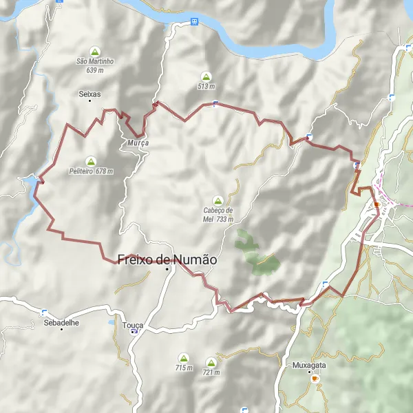 Miniatura do mapa de inspiração para ciclismo "Exploração Gravel de Numão a Foz Côa" em Norte, Portugal. Gerado pelo planejador de rotas de ciclismo Tarmacs.app