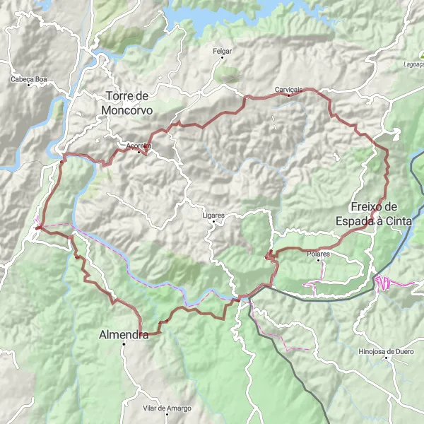 Miniatura do mapa de inspiração para ciclismo "Aventura Gravel até Barca d'Alva" em Norte, Portugal. Gerado pelo planejador de rotas de ciclismo Tarmacs.app