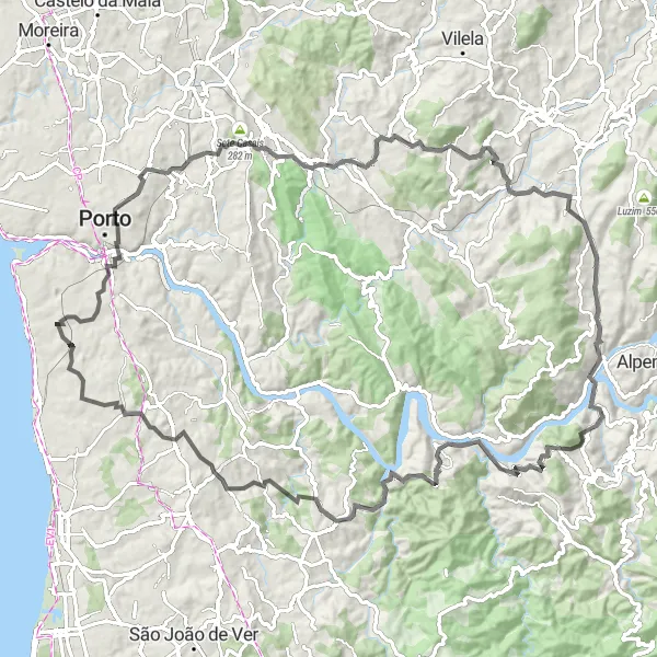 Miniatura do mapa de inspiração para ciclismo "Circuit Road Miradouro da Escarpa" em Norte, Portugal. Gerado pelo planejador de rotas de ciclismo Tarmacs.app