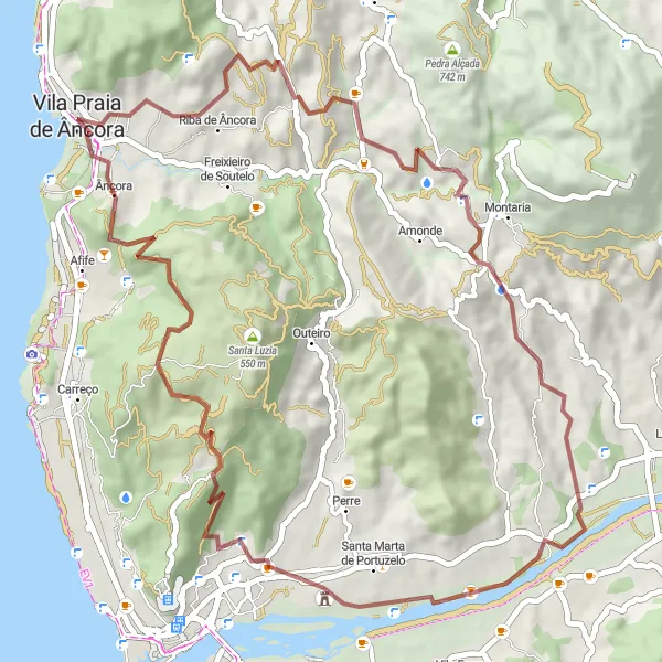 Miniatura do mapa de inspiração para ciclismo "Rota dos Miradouros do Litoral" em Norte, Portugal. Gerado pelo planejador de rotas de ciclismo Tarmacs.app