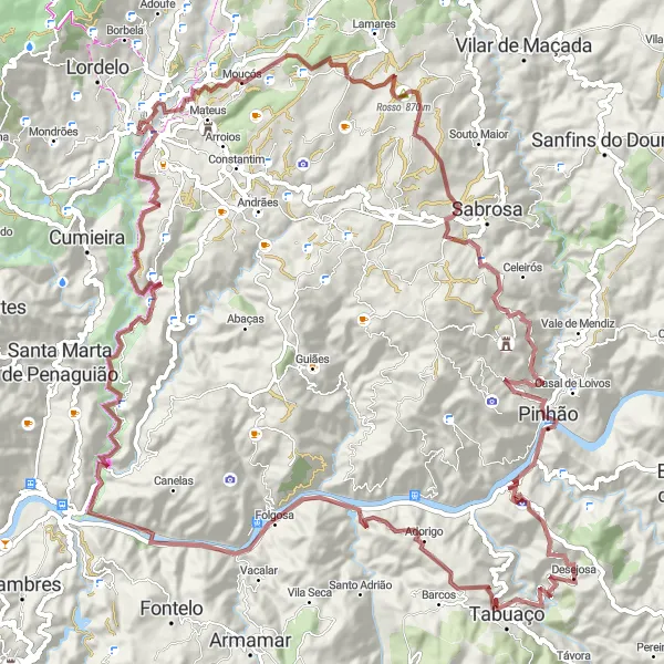 Miniatura do mapa de inspiração para ciclismo "Caminho da Vinha ao Rio Douro" em Norte, Portugal. Gerado pelo planejador de rotas de ciclismo Tarmacs.app