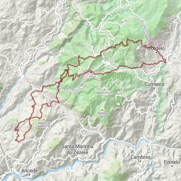 Miniatura do mapa de inspiração para ciclismo "Rota dos Vales e Aldeias" em Norte, Portugal. Gerado pelo planejador de rotas de ciclismo Tarmacs.app