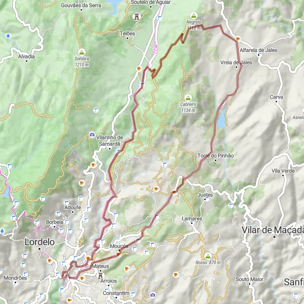 Miniatura do mapa de inspiração para ciclismo "Caminho do Calvário" em Norte, Portugal. Gerado pelo planejador de rotas de ciclismo Tarmacs.app