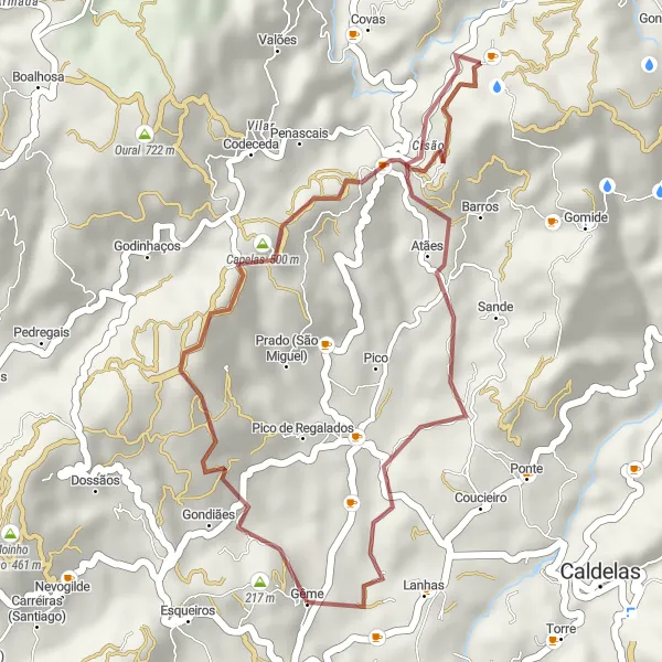Miniatura do mapa de inspiração para ciclismo "Rota de Ciclismo de Gravel Vila Verde - Gême" em Norte, Portugal. Gerado pelo planejador de rotas de ciclismo Tarmacs.app