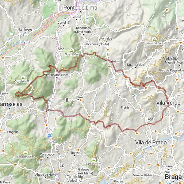 Miniatura do mapa de inspiração para ciclismo "Trilho das Aldeias do Vale do Homem" em Norte, Portugal. Gerado pelo planejador de rotas de ciclismo Tarmacs.app