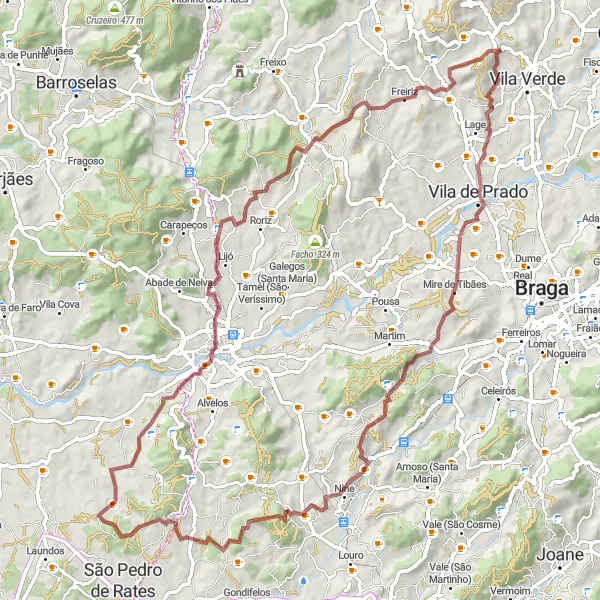 Miniatura do mapa de inspiração para ciclismo "Rota de Barcelos" em Norte, Portugal. Gerado pelo planejador de rotas de ciclismo Tarmacs.app