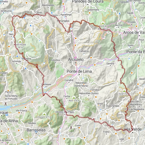 Miniatura do mapa de inspiração para ciclismo "Rota Gravel Vila Verde - Destino: Viana do Castelo" em Norte, Portugal. Gerado pelo planejador de rotas de ciclismo Tarmacs.app