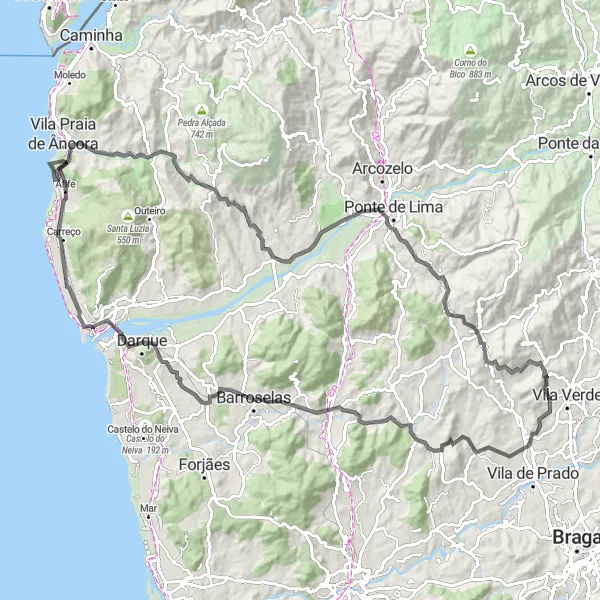 Miniatura do mapa de inspiração para ciclismo "Rota do Litoral" em Norte, Portugal. Gerado pelo planejador de rotas de ciclismo Tarmacs.app
