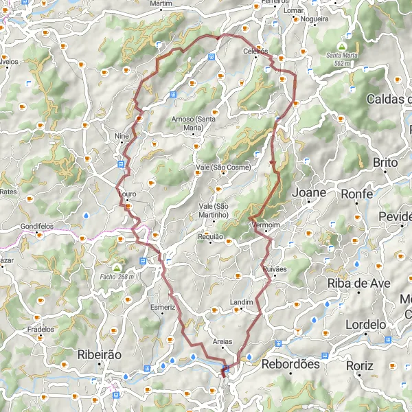 Miniatura do mapa de inspiração para ciclismo "Monte das Eiras Gravel Adventure" em Norte, Portugal. Gerado pelo planejador de rotas de ciclismo Tarmacs.app