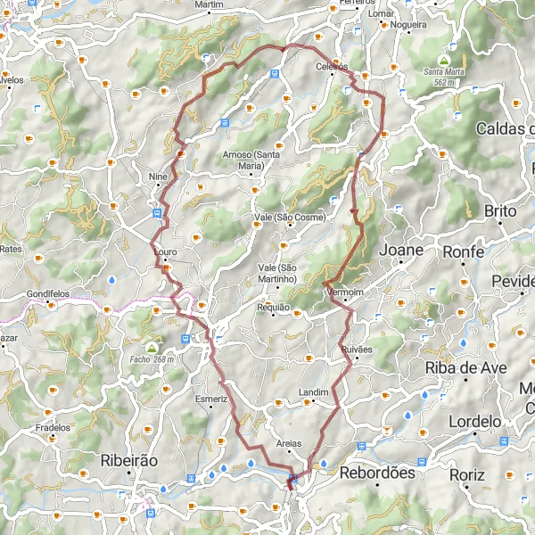 Map miniature of "Gravel Adventure from Vilaça" cycling inspiration in Norte, Portugal. Generated by Tarmacs.app cycling route planner