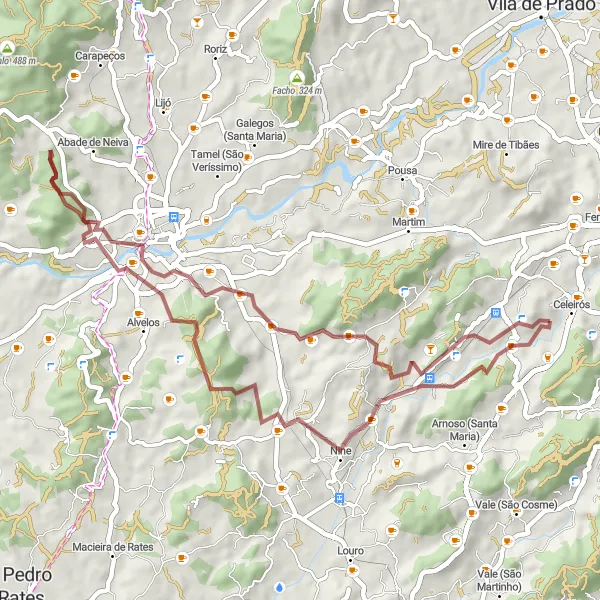 Miniatura do mapa de inspiração para ciclismo "Rota de Ciclismo em Gravel com 53km perto de Vilaça" em Norte, Portugal. Gerado pelo planejador de rotas de ciclismo Tarmacs.app