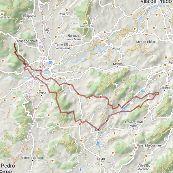 Map miniature of "São Bento Gravel Circuit" cycling inspiration in Norte, Portugal. Generated by Tarmacs.app cycling route planner