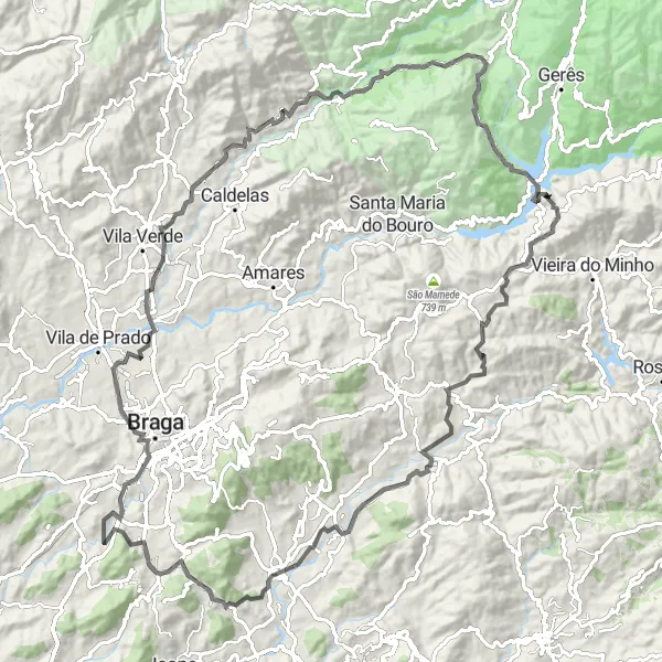 Map miniature of "Vimieiro Challenge" cycling inspiration in Norte, Portugal. Generated by Tarmacs.app cycling route planner