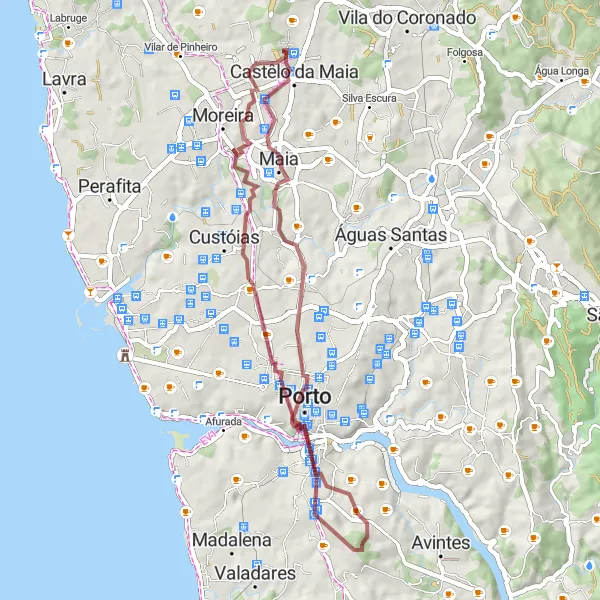 Miniatura do mapa de inspiração para ciclismo "Trilho Gravel da Ponte Dom Luís I" em Norte, Portugal. Gerado pelo planejador de rotas de ciclismo Tarmacs.app