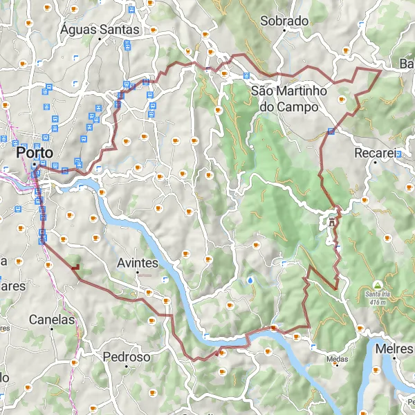 Miniatura do mapa de inspiração para ciclismo "Vilar de Andorinho - Serra das Flores - Sobrido" em Norte, Portugal. Gerado pelo planejador de rotas de ciclismo Tarmacs.app