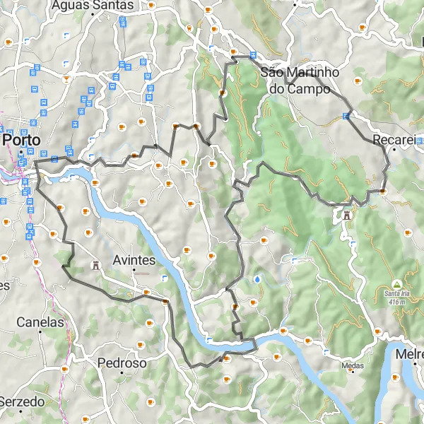 Miniatura do mapa de inspiração para ciclismo "Rota Rodoviária das Aldeias do Douro" em Norte, Portugal. Gerado pelo planejador de rotas de ciclismo Tarmacs.app