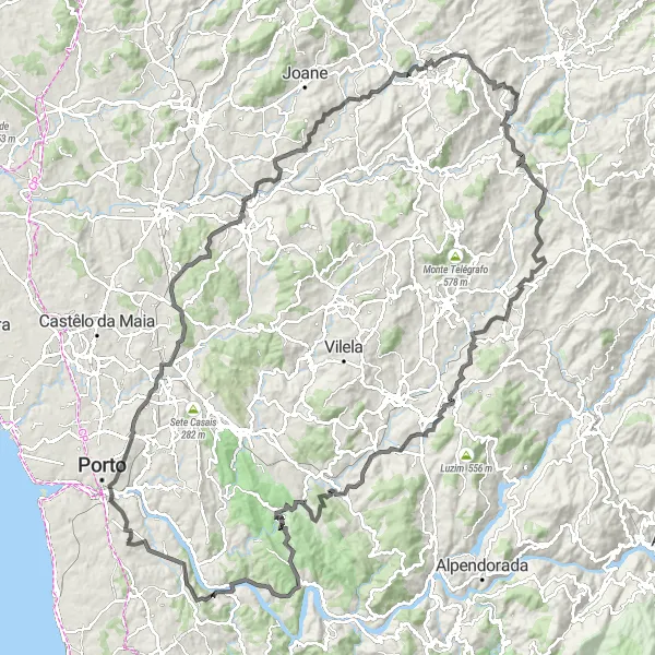 Miniatura do mapa de inspiração para ciclismo "Vilar de Andorinho - Trovoada - Castelo de Guimarães" em Norte, Portugal. Gerado pelo planejador de rotas de ciclismo Tarmacs.app