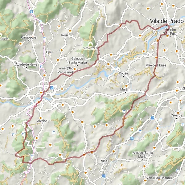 Miniatura do mapa de inspiração para ciclismo "Trilho da Montanha Verde" em Norte, Portugal. Gerado pelo planejador de rotas de ciclismo Tarmacs.app