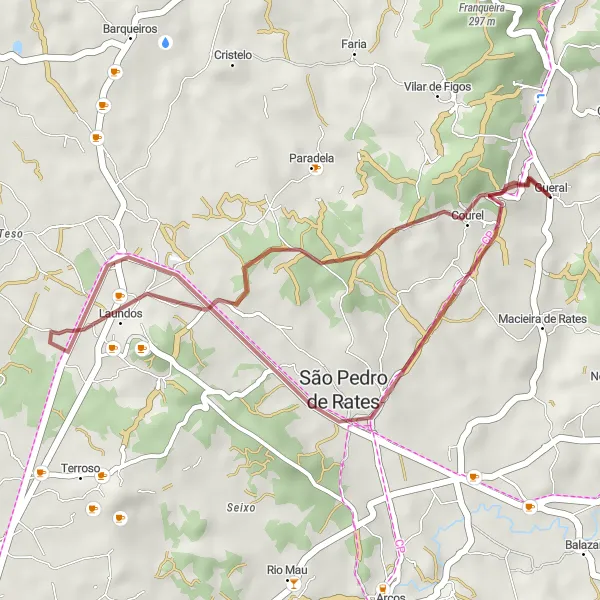 Miniatura do mapa de inspiração para ciclismo "Exploração Rural de Vilar de Figos" em Norte, Portugal. Gerado pelo planejador de rotas de ciclismo Tarmacs.app