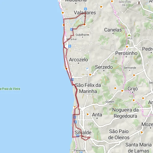 Miniatura do mapa de inspiração para ciclismo "Rota de Ciclismo de Gravel em Vilar do Paraíso" em Norte, Portugal. Gerado pelo planejador de rotas de ciclismo Tarmacs.app