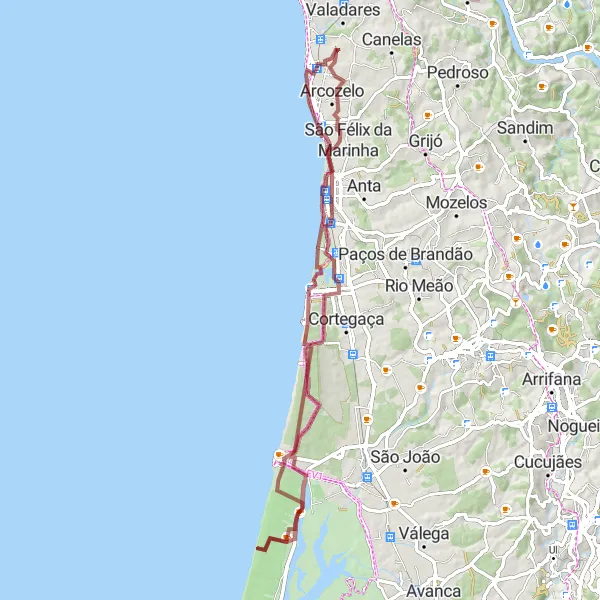 Miniatura do mapa de inspiração para ciclismo "Percurso Gravel de Vilar do Paraíso" em Norte, Portugal. Gerado pelo planejador de rotas de ciclismo Tarmacs.app