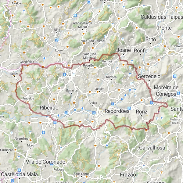 Miniatura do mapa de inspiração para ciclismo "Caminho Histórico de Sanfins a Guardizela" em Norte, Portugal. Gerado pelo planejador de rotas de ciclismo Tarmacs.app