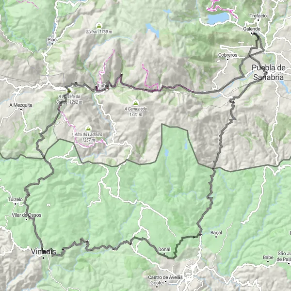 Miniatura do mapa de inspiração para ciclismo "Rota de Sanabria e Puebla" em Norte, Portugal. Gerado pelo planejador de rotas de ciclismo Tarmacs.app