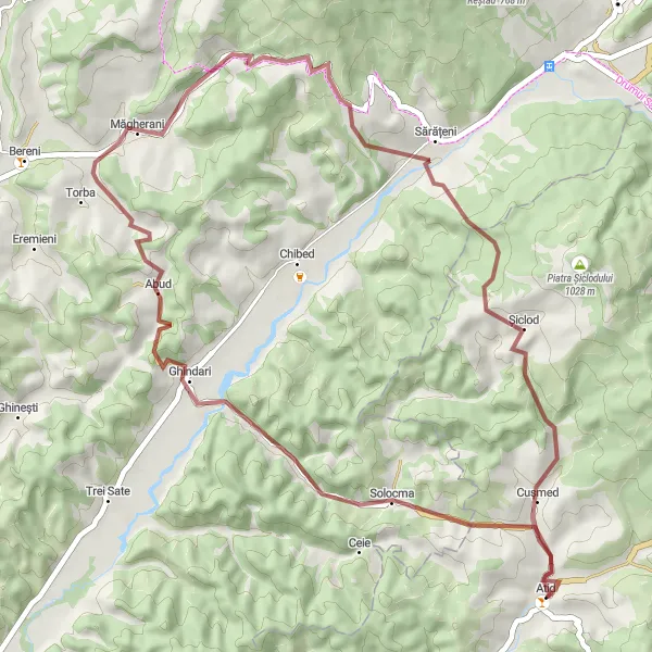 Map miniature of "Exploring Solocma" cycling inspiration in Centru, Romania. Generated by Tarmacs.app cycling route planner