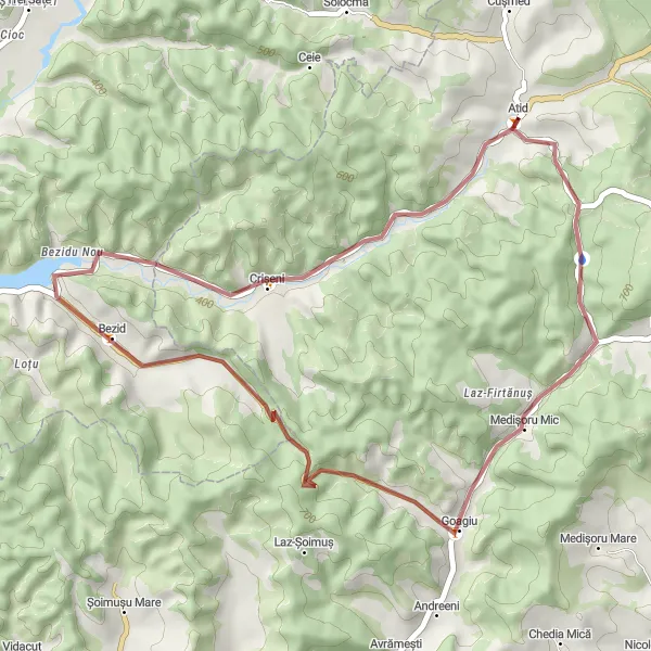 Map miniature of "Gravel Excursion to Goagiu" cycling inspiration in Centru, Romania. Generated by Tarmacs.app cycling route planner