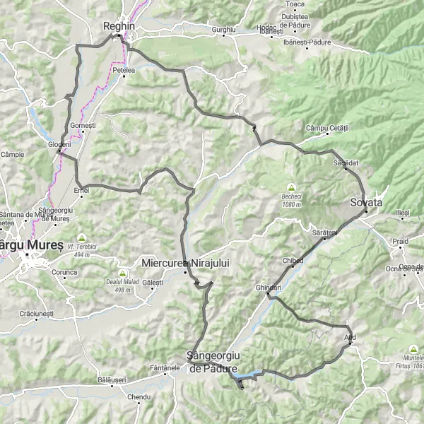 Map miniature of "Centru Epic via Sângeorgiu de Pădure" cycling inspiration in Centru, Romania. Generated by Tarmacs.app cycling route planner