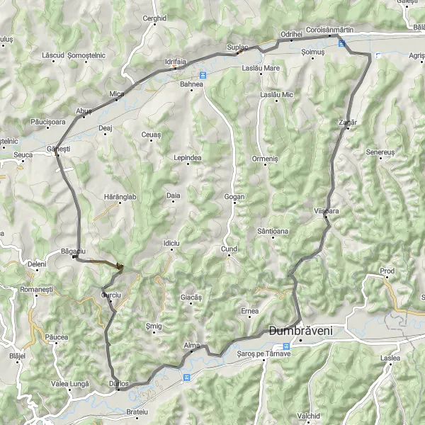 Map miniature of "Bagaciu Cultural Tour" cycling inspiration in Centru, Romania. Generated by Tarmacs.app cycling route planner