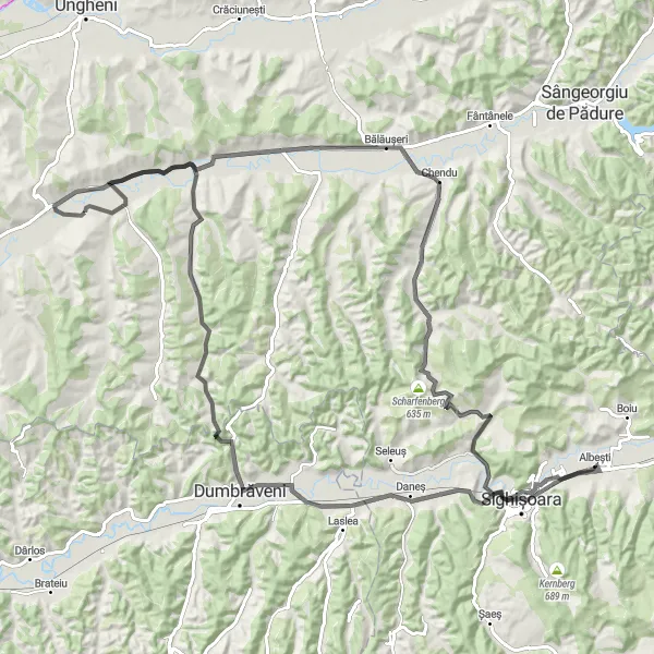 Map miniature of "Transilvanian Adventure" cycling inspiration in Centru, Romania. Generated by Tarmacs.app cycling route planner