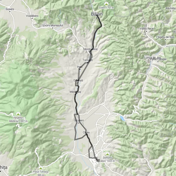 Map miniature of "The Olt River Loop" cycling inspiration in Centru, Romania. Generated by Tarmacs.app cycling route planner