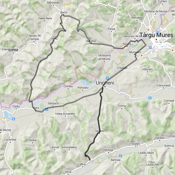 Map miniature of "Band to Oroiu Scenic Route" cycling inspiration in Centru, Romania. Generated by Tarmacs.app cycling route planner