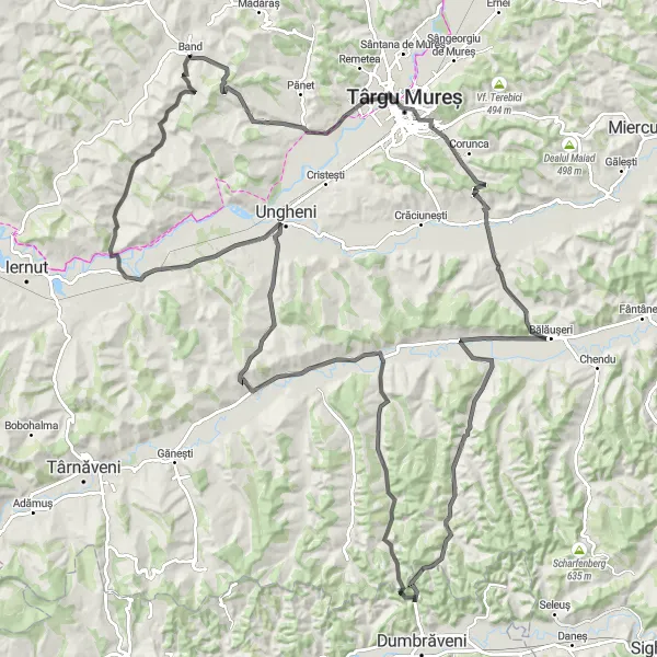 Map miniature of "Sâncraiu de Mureș Circuit" cycling inspiration in Centru, Romania. Generated by Tarmacs.app cycling route planner